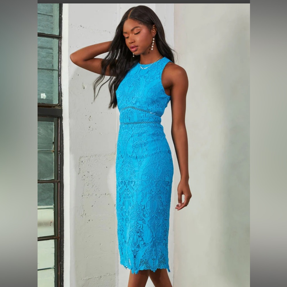 NEW - VICI brand blue lace midi dress
